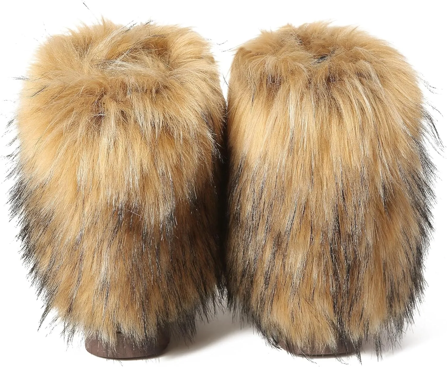 Fuzzy Fluffy Boots for Women Classic Warm Suede Slip On Mid-calf Snow Boot Comfortable Natural Fur Winter Flat Shoes Girl Outdoor Indoor