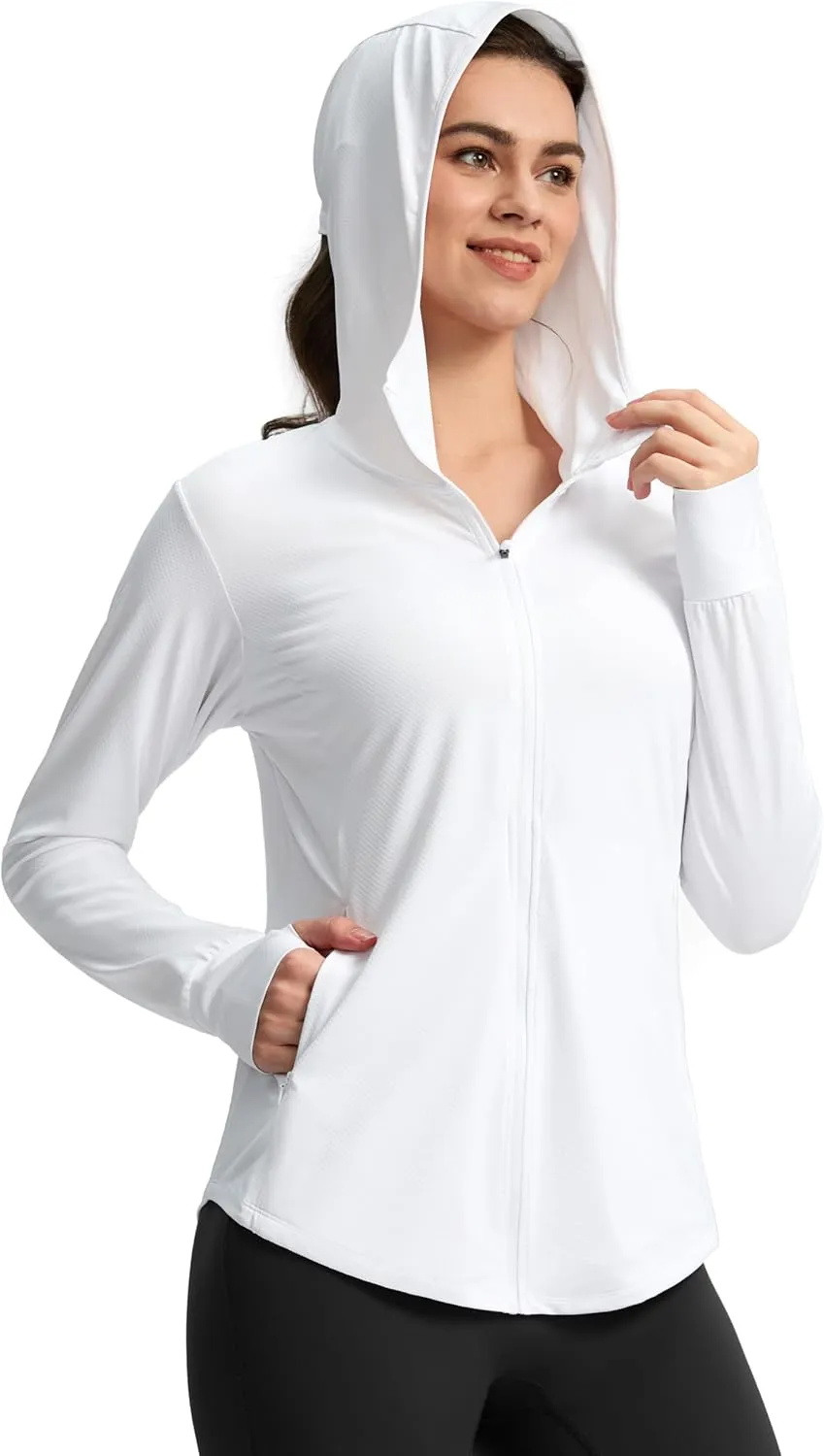 G Gradual Women's UPF 50  Sun Protection Hoodie Jacket with Ponytail Hole and 4 Pockets Lightweight Long Sleeve for Hiking