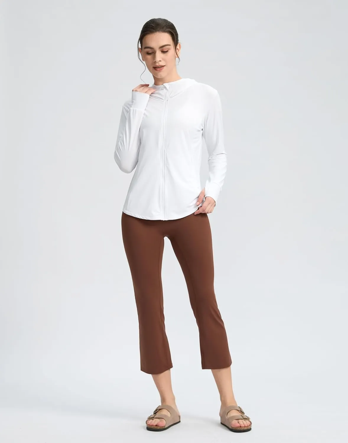 G Gradual Women's UPF 50  Sun Protection Hoodie Jacket with Ponytail Hole and 4 Pockets Lightweight Long Sleeve for Hiking