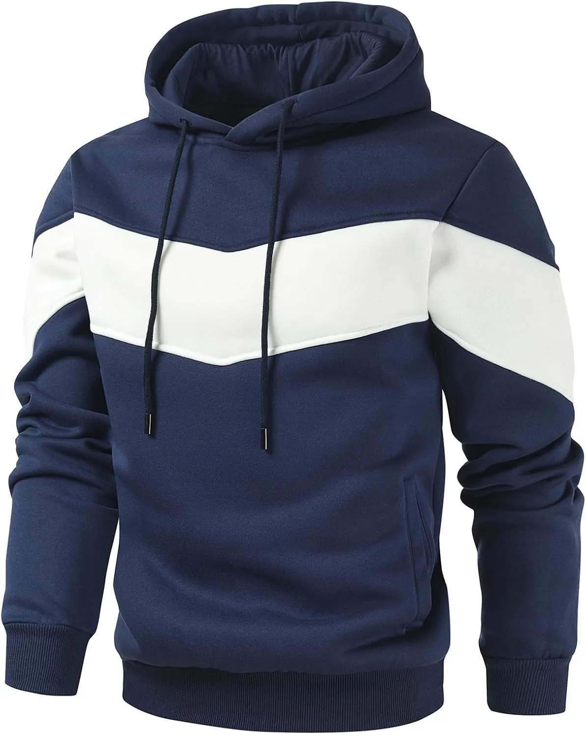 Gesean Men's Novelty Color Block Pullover Fleece Hoodie Long Sleeve Casual Sweatshirt with Pocket