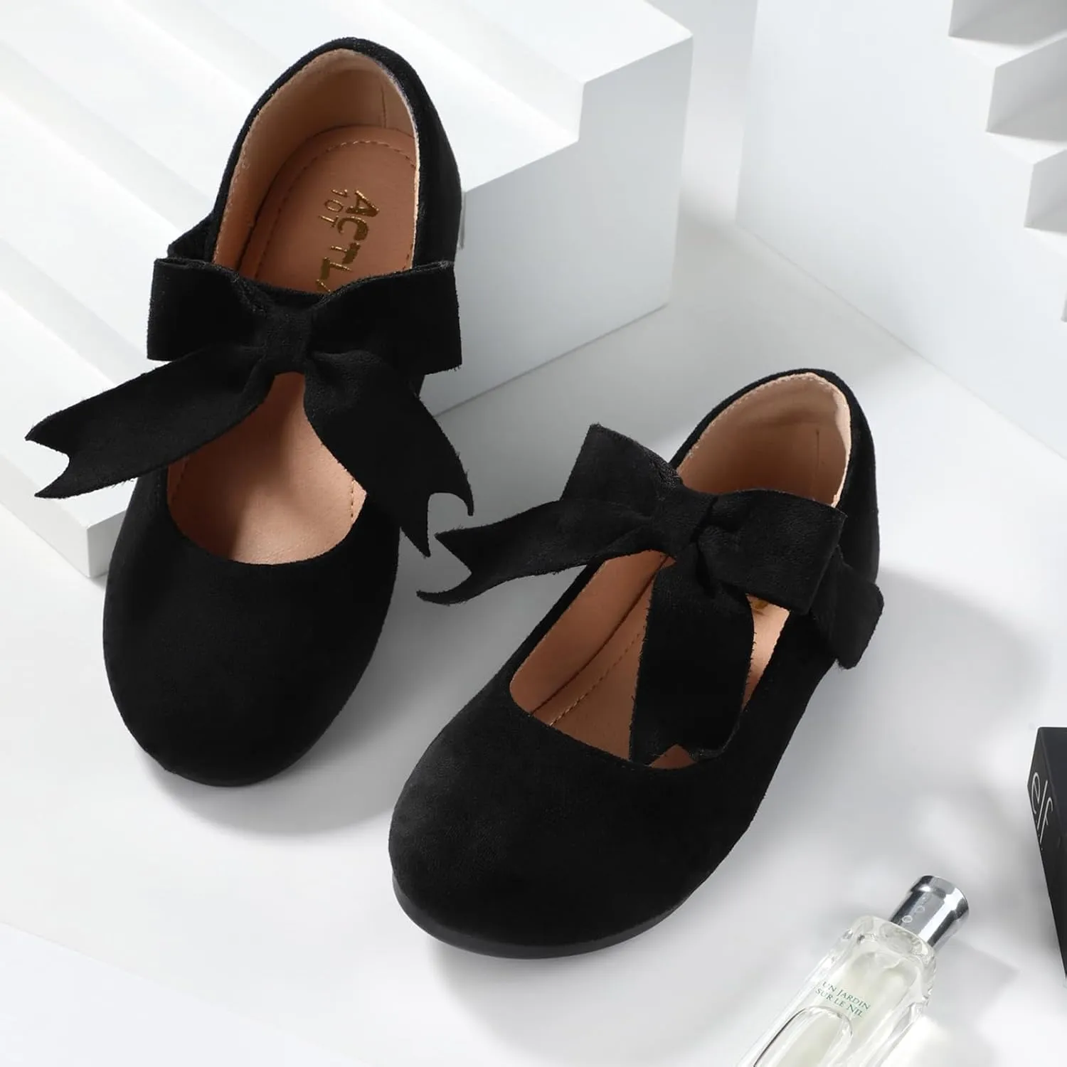 Girls Mary Jane Flats - Soft Round Toe Dress Shoes with Non-Slip Soles | Cute Bow Ballet Flats for Weddings, School, Parties (Toddler/Kids Sizes)