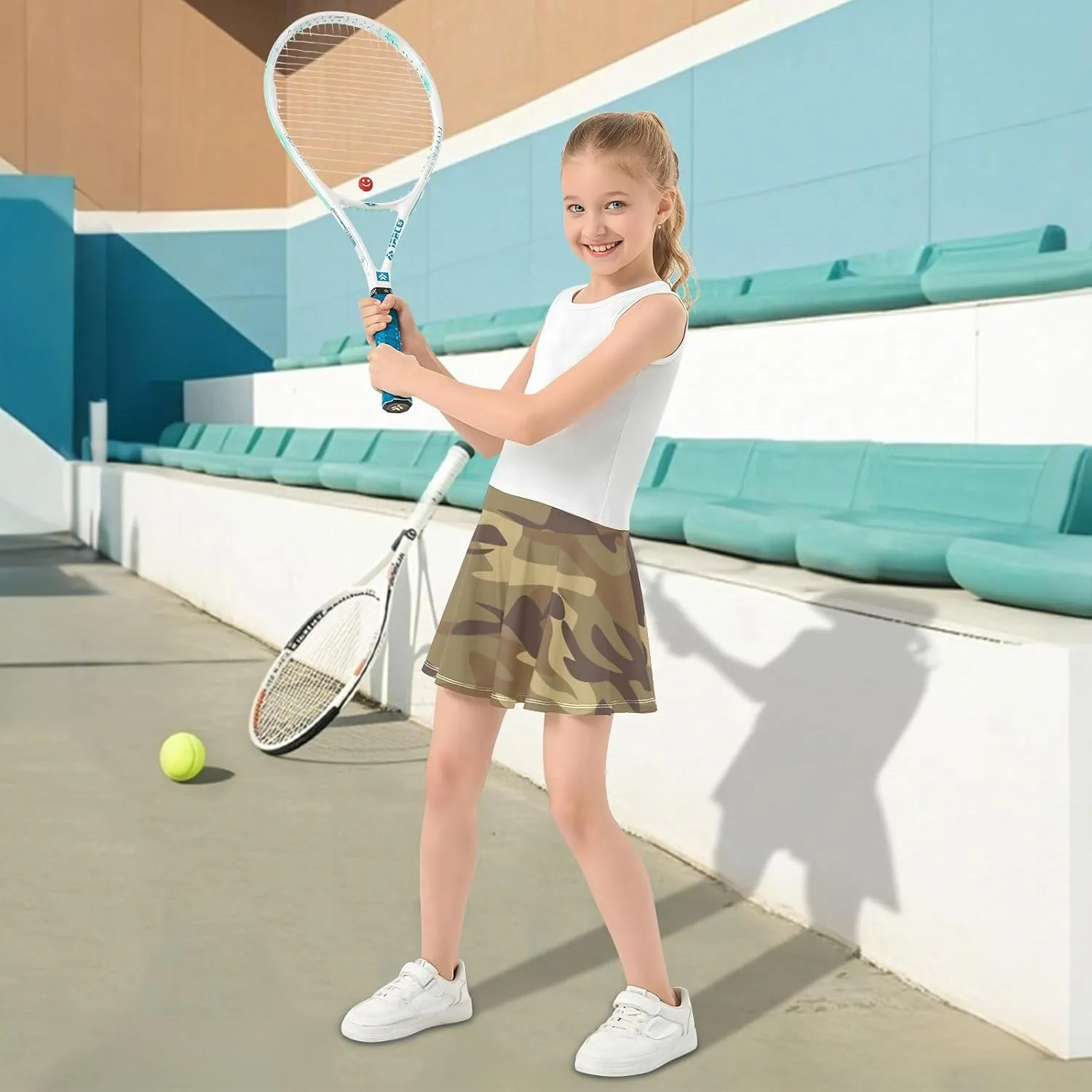 Girls Skorts Active Athletic Skirts with Inner Built-in Shorts for Golf Tennis 3-12T Bright Light Yellow Lemon