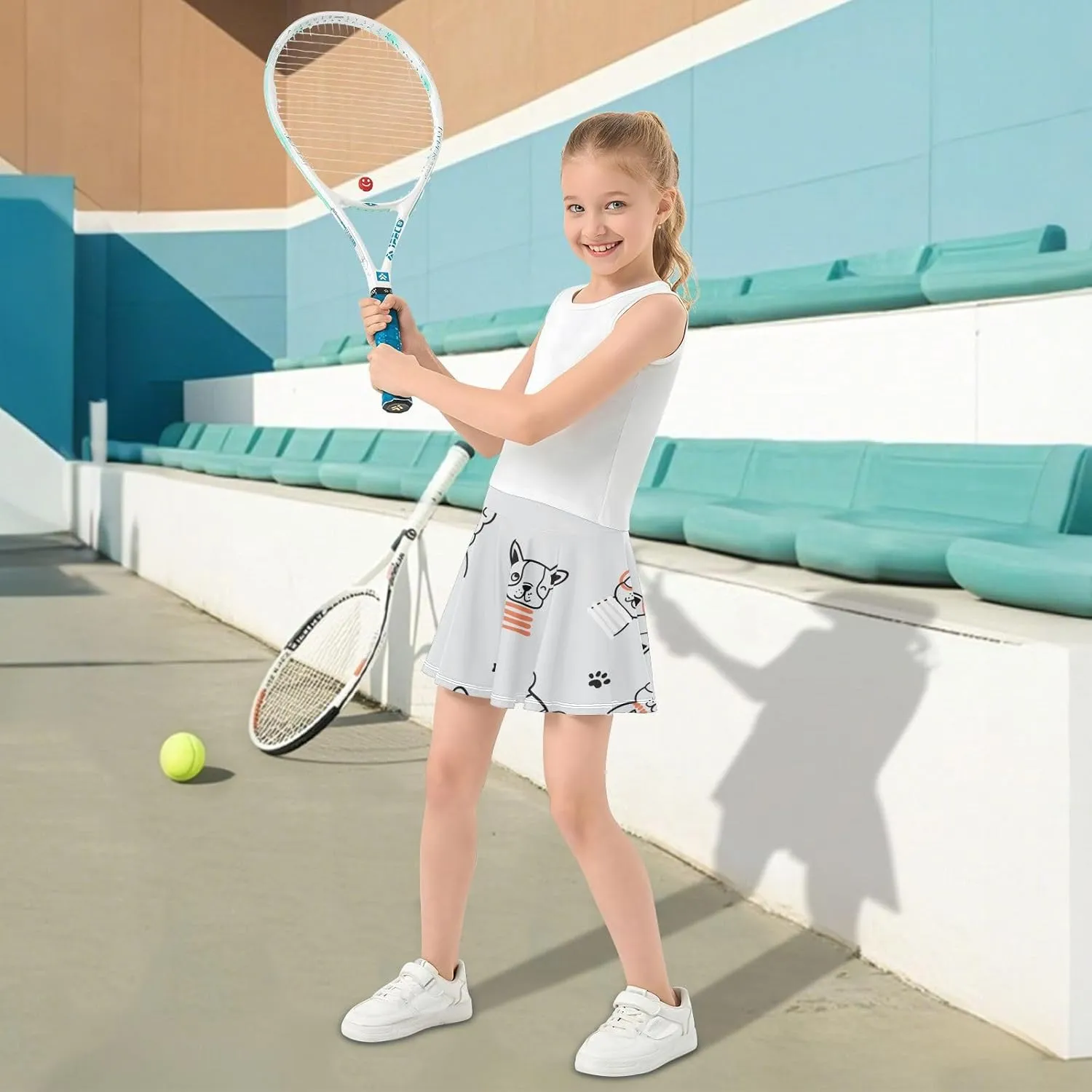 Girls Skorts Active Athletic Skirts with Inner Built-in Shorts for Golf Tennis 3-12T Camouflage Red