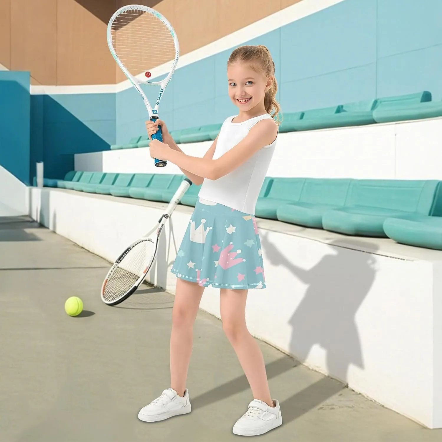 Girls Skorts Active Athletic Skirts with Inner Built-in Shorts for Golf Tennis 3-12T Cherry Blossom Floral Pink