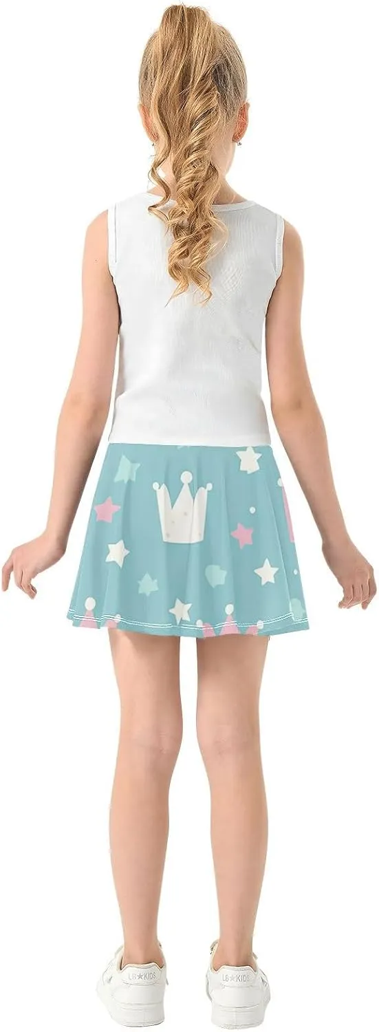 Girls Skorts Active Athletic Skirts with Inner Built-in Shorts for Golf Tennis 3-12T Cherry Blossom Floral Pink
