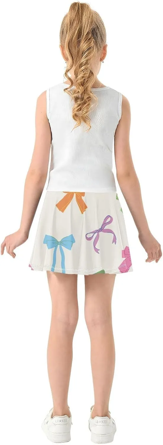 Girls Skorts Active Athletic Skirts with Inner Built-in Shorts for Golf Tennis 3-12T Geometric Stars Hot Pink