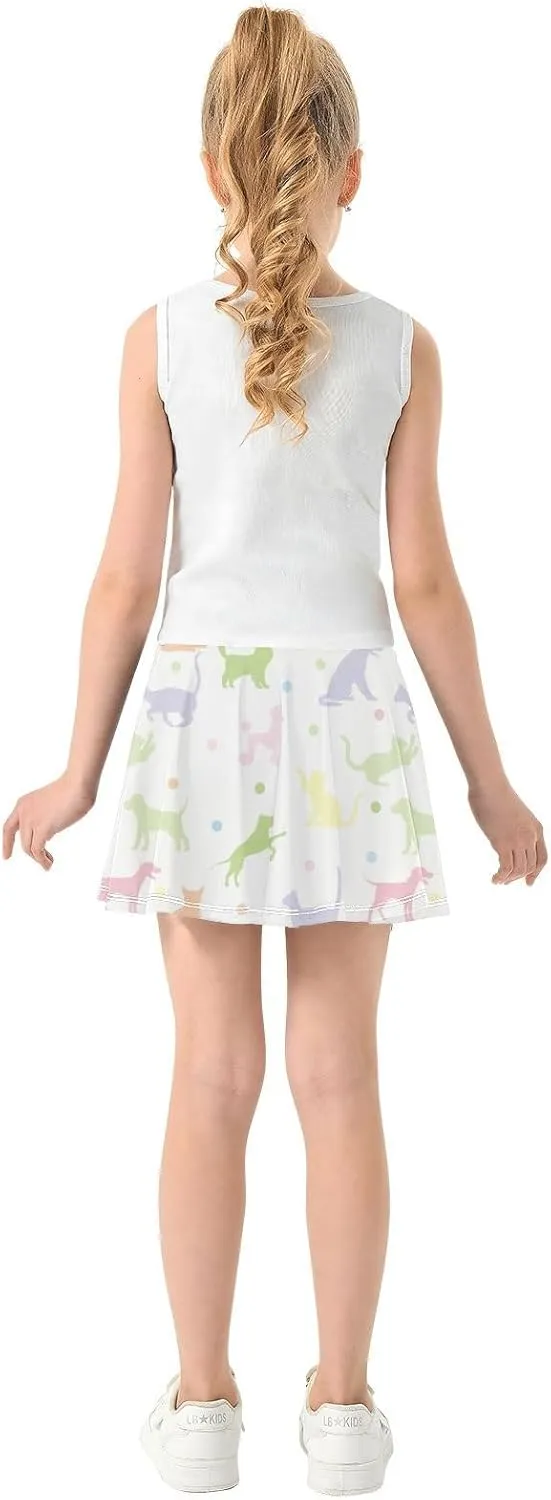 Girls Skorts Active Athletic Skirts with Inner Built-in Shorts for Golf Tennis 3-12T Green Daisy