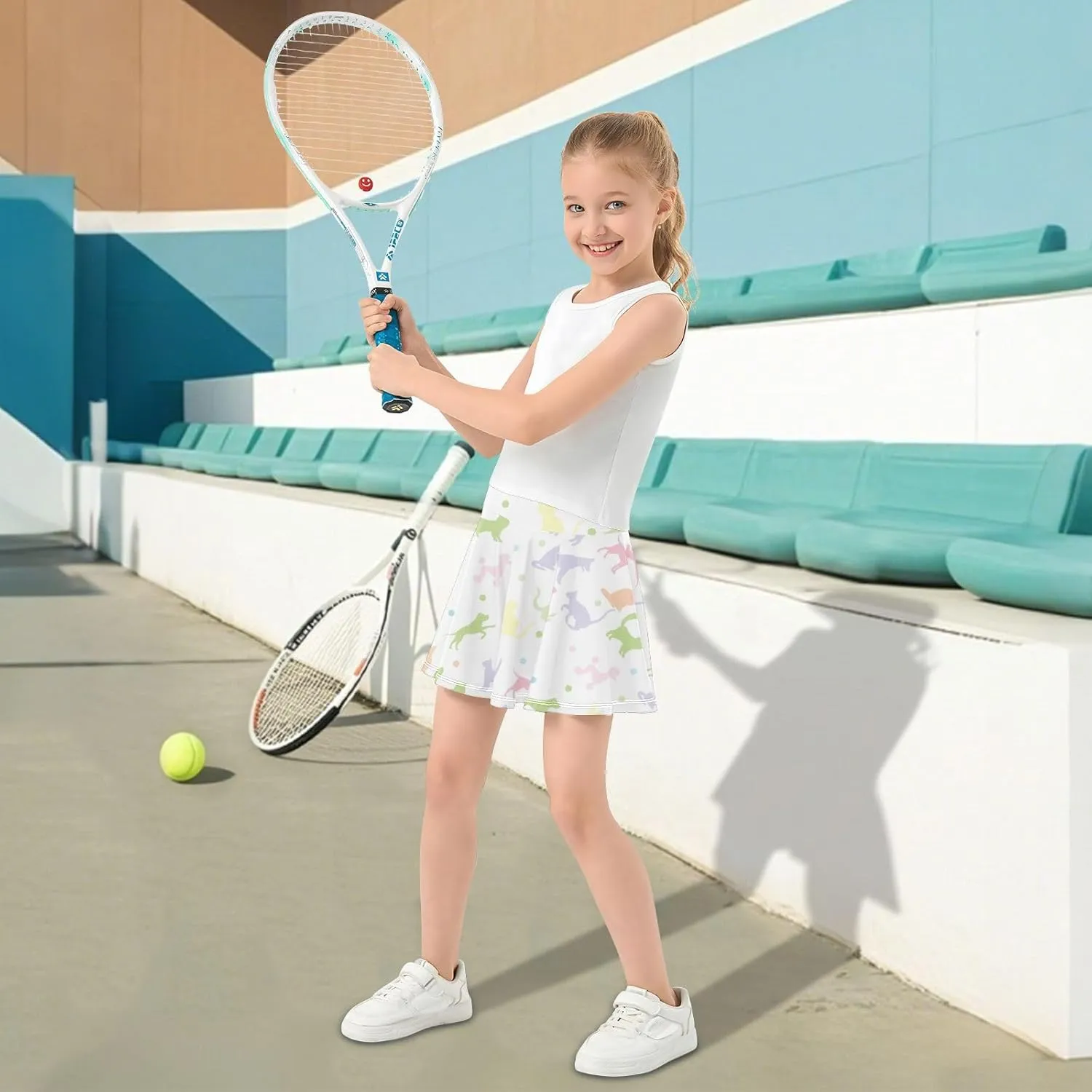 Girls Skorts Active Athletic Skirts with Inner Built-in Shorts for Golf Tennis 3-12T Green Daisy