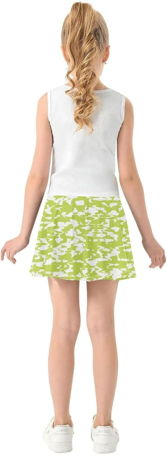 Girls Skorts Active Athletic Skirts with Inner Built-in Shorts for Golf Tennis 3-12T Red and Green Stripes
