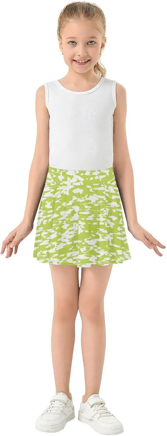 Girls Skorts Active Athletic Skirts with Inner Built-in Shorts for Golf Tennis 3-12T Red and Green Stripes