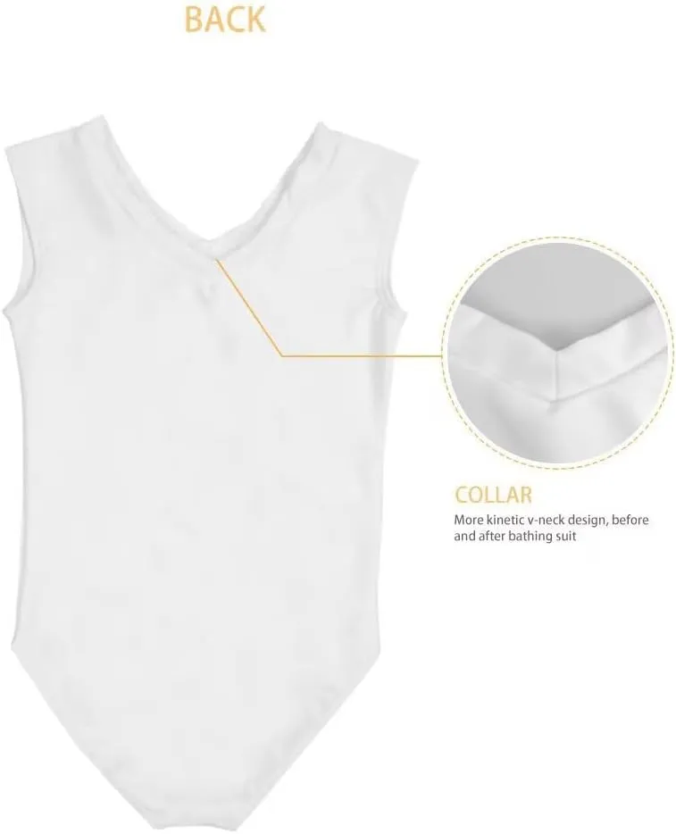 Girls Swimsuits Size 3-14 Kids Summer Sleeveless One Piece Bathing Suit Beach V-Neck