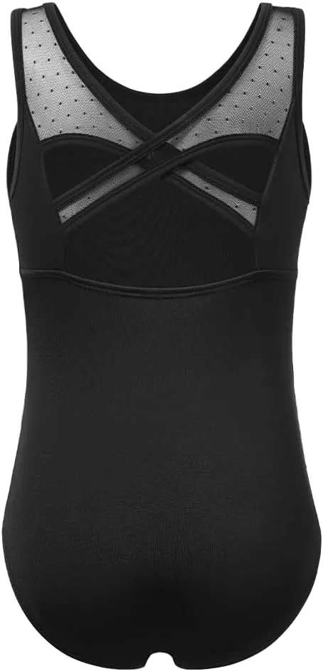 Girls Turtleneck Dance Leotard for Ballet, Lace Neckline, Full Front Lining, Hollow Back