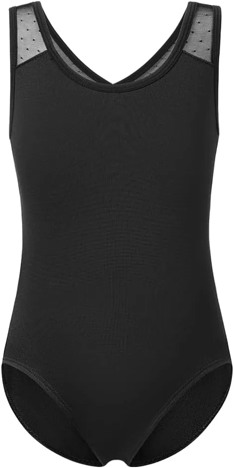 Girls Turtleneck Dance Leotard for Ballet, Lace Neckline, Full Front Lining, Hollow Back