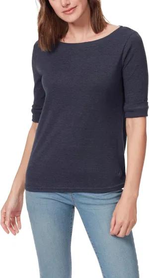 Gloria Vanderbilt Women's Alanis Boat Neck Knit Tee Shirt with Elbow Sleeves Standard