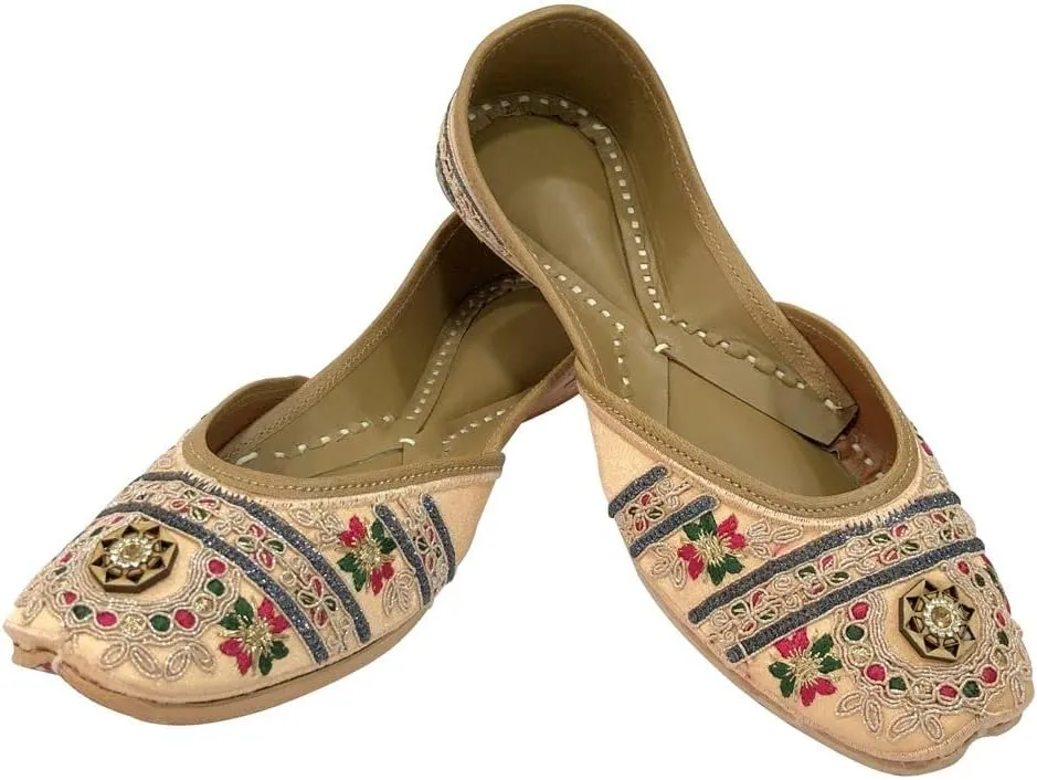 Gold Punjabi Jutti for Ladies Jutti Shoes Punjabi Shoes Handmade Shoes Ethnic Mojari Traditional
