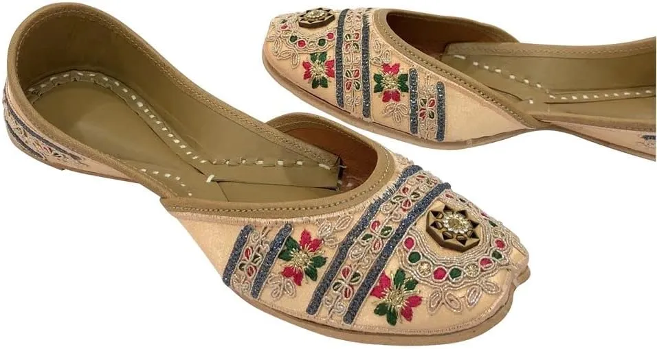 Gold Punjabi Jutti for Ladies Jutti Shoes Punjabi Shoes Handmade Shoes Ethnic Mojari Traditional