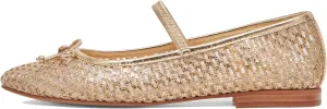 Gold Woven Mesh Flats for Women Breathable Mesh Ballet Flats with Cute Bows, Dressy Fishnet Shoes with Round Toe for Comfort and Style Size 7
