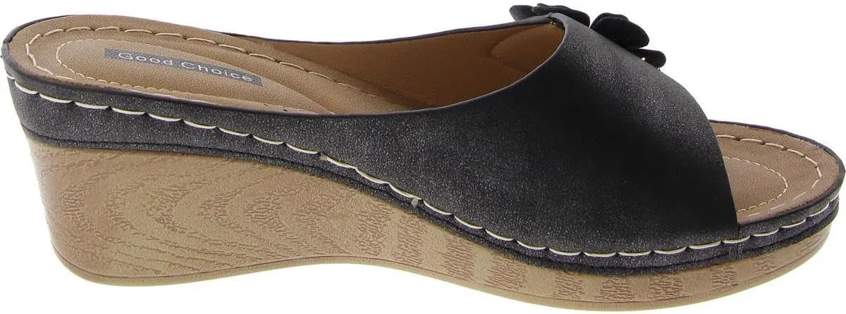Good Choice Shoes Women's Naples Black Wedge Sandal - Size 9.5, Medium Width, Fashion-Conscious