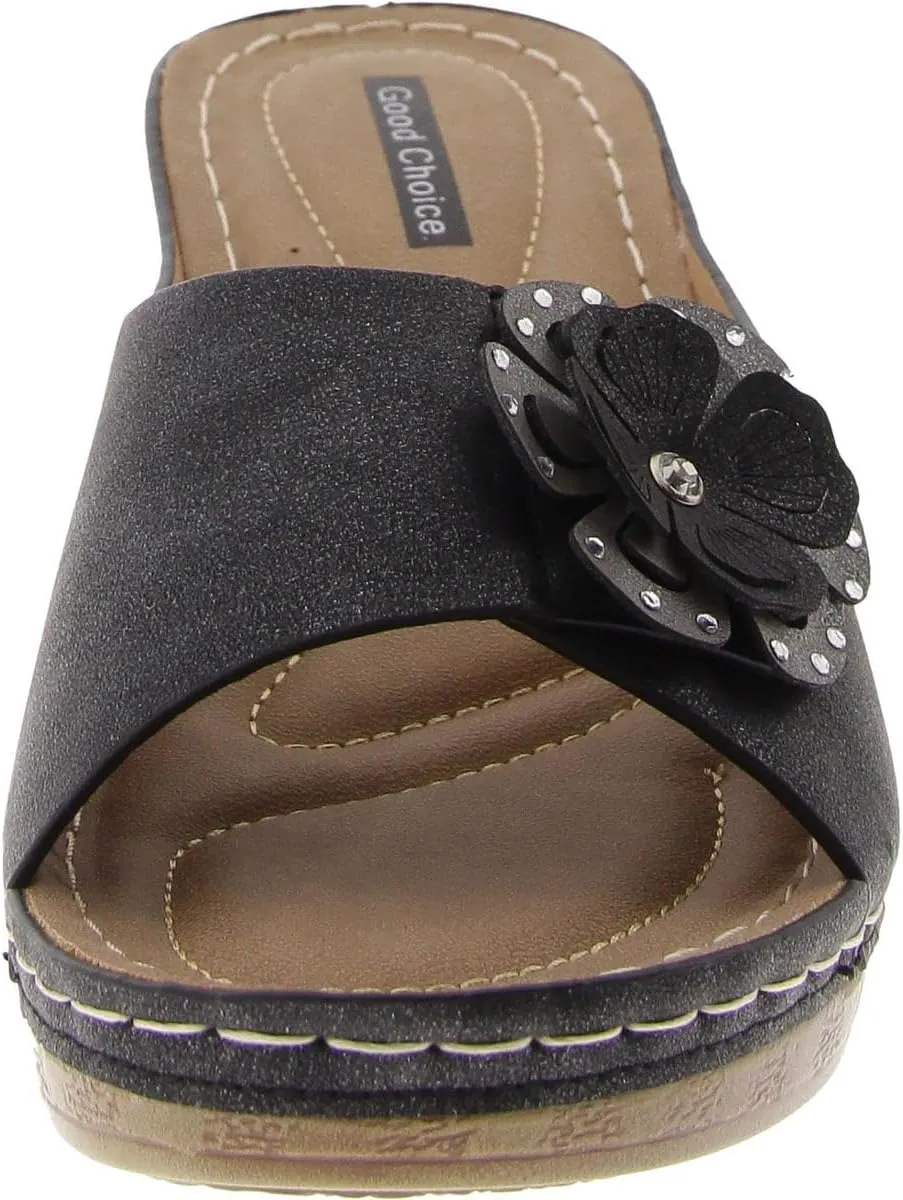 Good Choice Shoes Women's Naples Black Wedge Sandal - Size 9.5, Medium Width, Fashion-Conscious