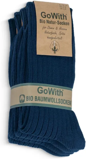 GoWith 4-5 Pairs Unisex Natural 97% Cotton Crew Socks, Comfy Cozy Breathable Seamless Casual Socks for Men & Women