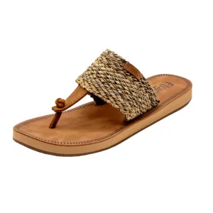 Gracia Hooded Thong Woven Sandal in Tan Multi by Flojos
