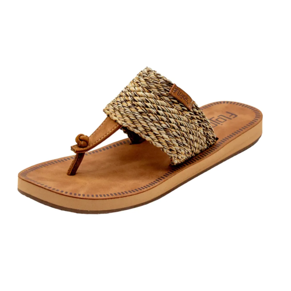 Gracia Hooded Thong Woven Sandal in Tan Multi by Flojos
