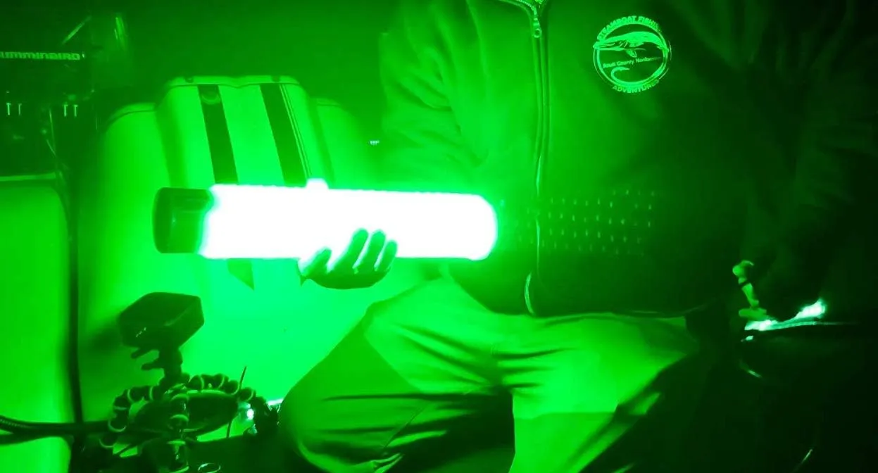 Green Blob Outdoors Underwater Fishing Lights, American Made, Docks and Boats, Brightest Fish Attractor for Snook, Bass, Crappie, Striper, Bait, Catfish and More (Green, 110V 15000 30ft)