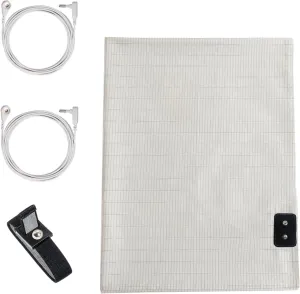 Grounding Flat Sheet, Conductive Mat with Pure Silver Thread for Better Sleep Healthy Earth Energy White Color with Cords and Grounding Bracelet (Queen 60x80 Inch)