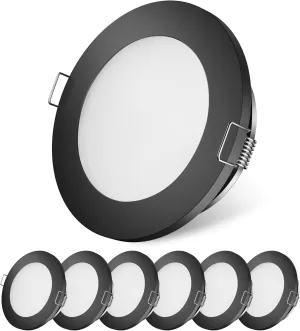 GZV RV Puck Lights, RV Boat Recessed Ceiling Light, DC 12V Led Light for Under Cabinet Camper Van Truck Motorhome Sailboat Interior Lighting, 6 Pack (3000K with Black Finish Warm White)