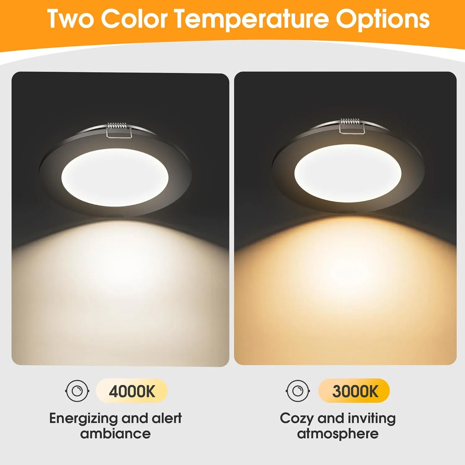 GZV RV Puck Lights, RV Boat Recessed Ceiling Light, DC 12V Led Light for Under Cabinet Camper Van Truck Motorhome Sailboat Interior Lighting, 6 Pack (3000K with Black Finish Warm White)