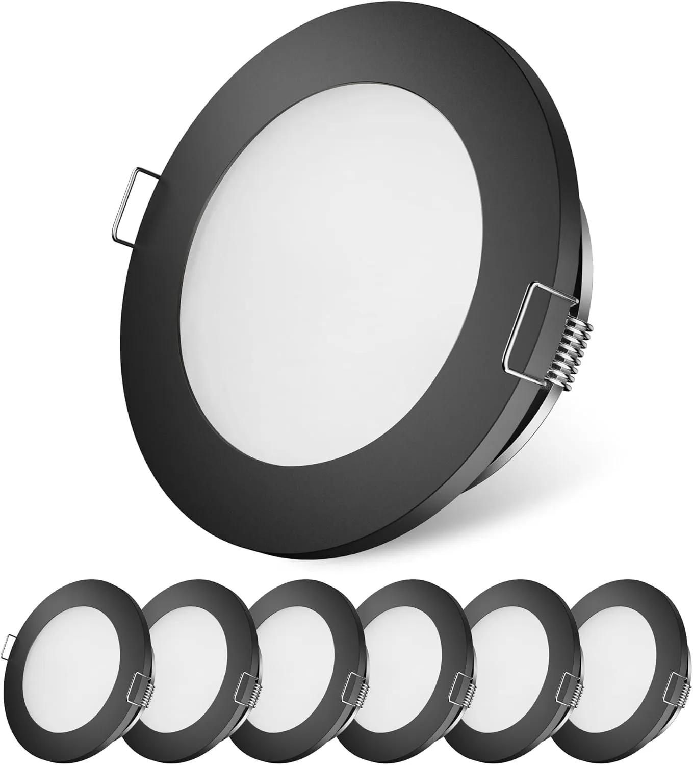 GZV RV Puck Lights, RV Boat Recessed Ceiling Light, DC 12V Led Light for Under Cabinet Camper Van Truck Motorhome Sailboat Interior Lighting, 6 Pack (3000K with Black Finish Warm White)