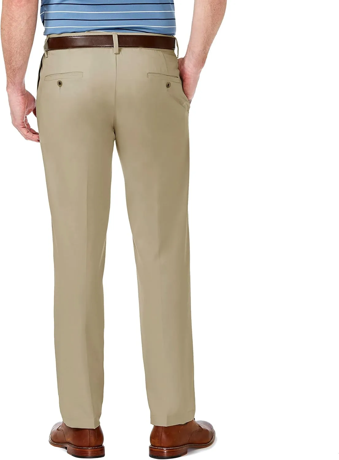 Haggar Men's Cool 18 Pro Straight Fit Flat Front Dress Casual Stretch Golf Pant