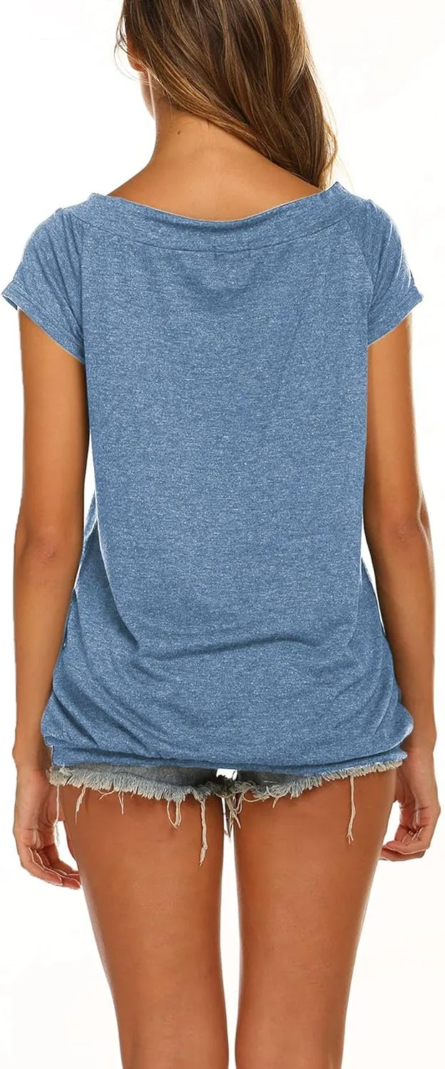 Halife Women's Off The Shoulder Tops Summer Casual Short Sleeve T Shirts