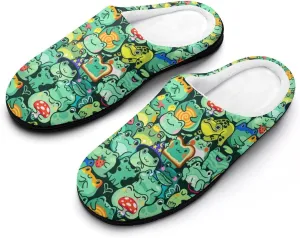 Halloween Slippers For Women Men Warm Cotton House Slippers Hard Sole Comfy Clog Slippers Slip-On Shoes Indoor Outdoor