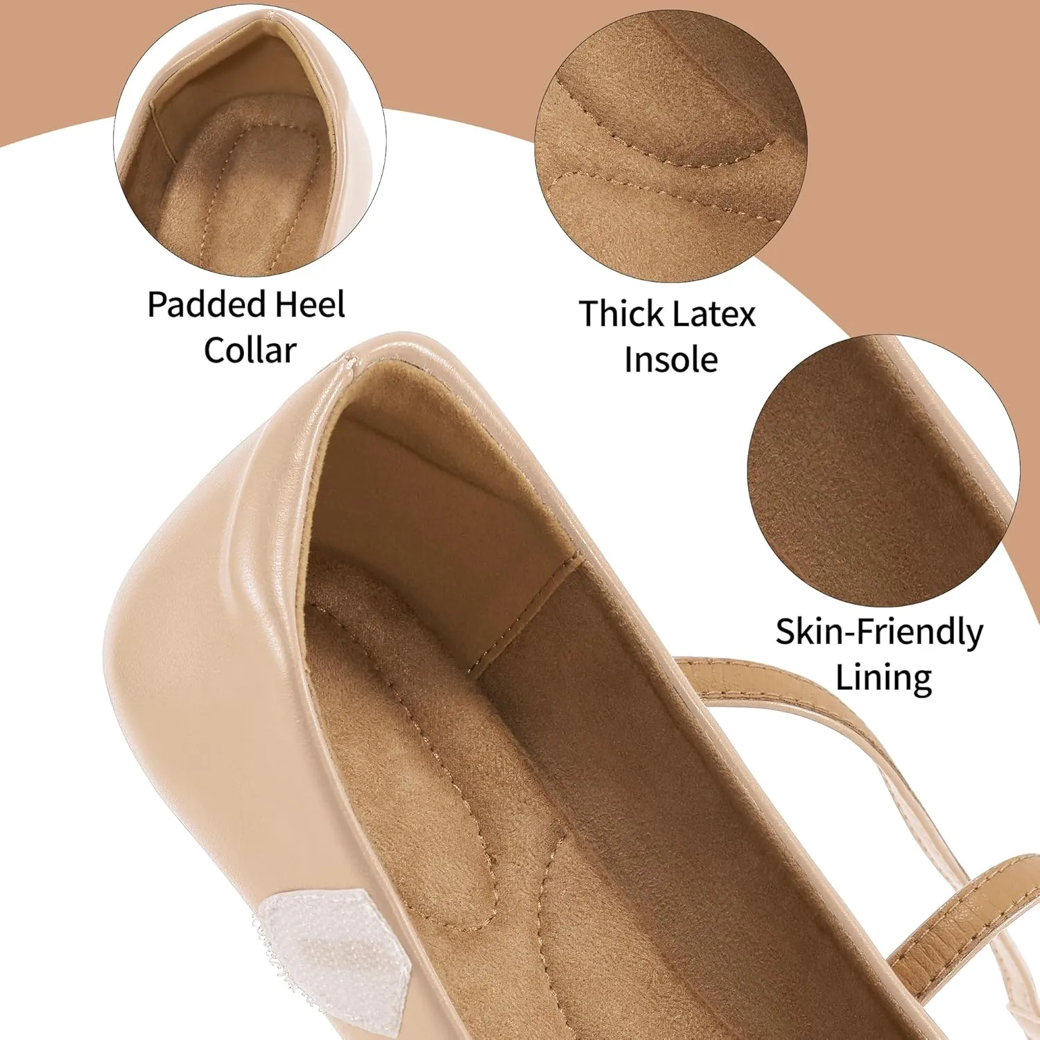 HARENCE Ballet Flats Shoes for Women: Dressy Round Toe Double Strap Flats Comfortable Slip On Work Shoes for Wedding Driving