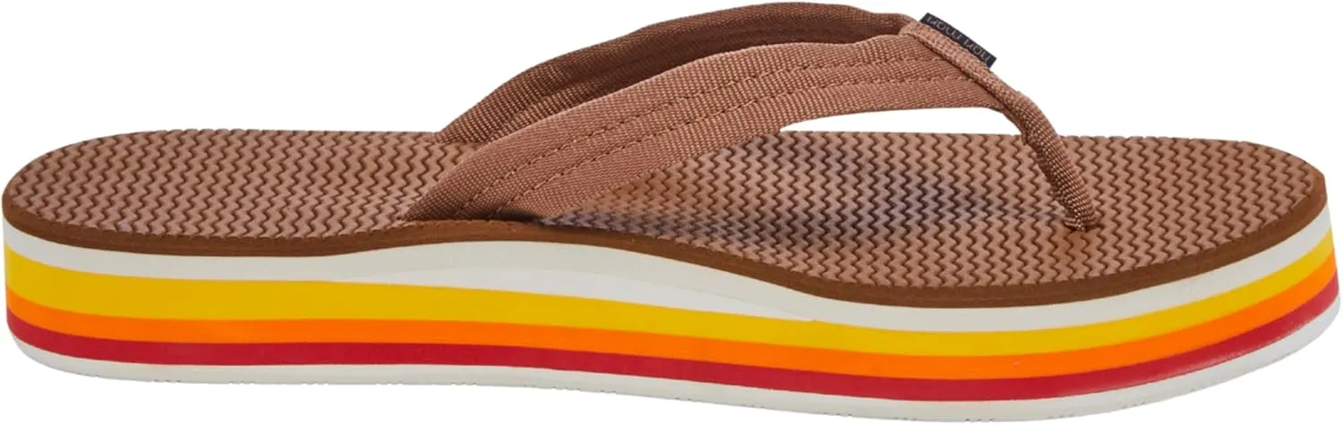 Hari Mari- Dunes Sunset- Women's Retro Inspired Platform Boat-Safe Flip Flops- No Break Ins, Firm Arch Support, Antimicrobial, and Floats in Water