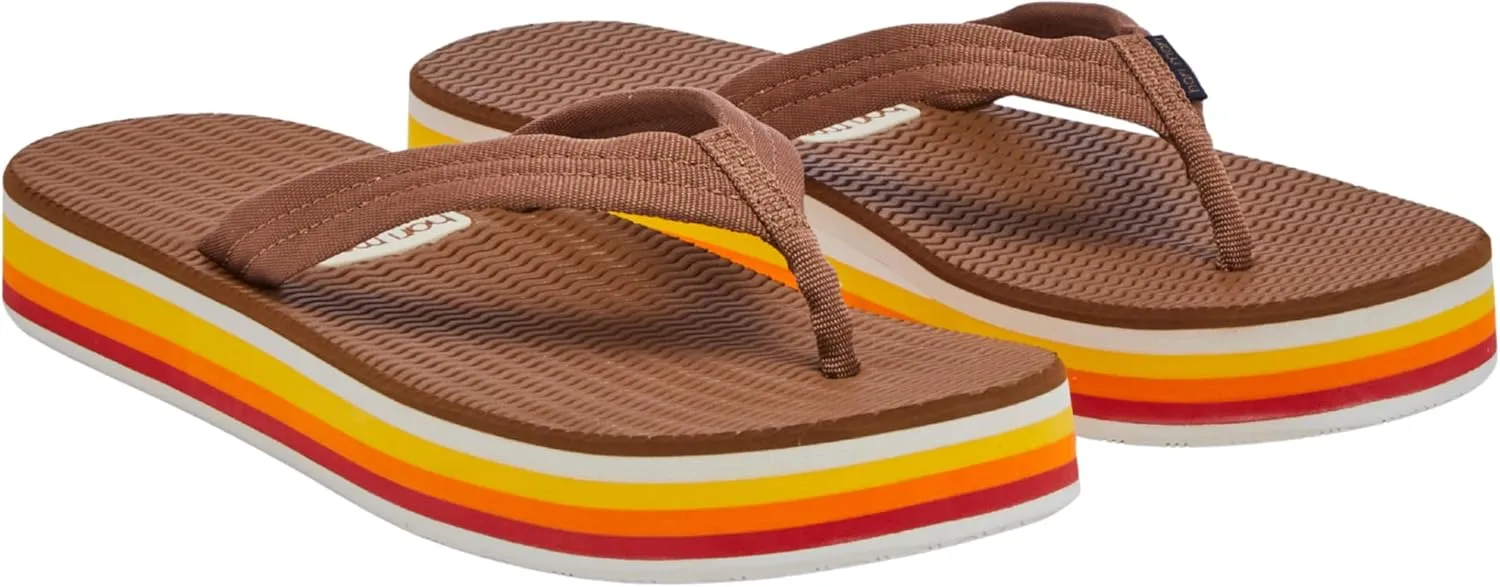 Hari Mari- Dunes Sunset- Women's Retro Inspired Platform Boat-Safe Flip Flops- No Break Ins, Firm Arch Support, Antimicrobial, and Floats in Water