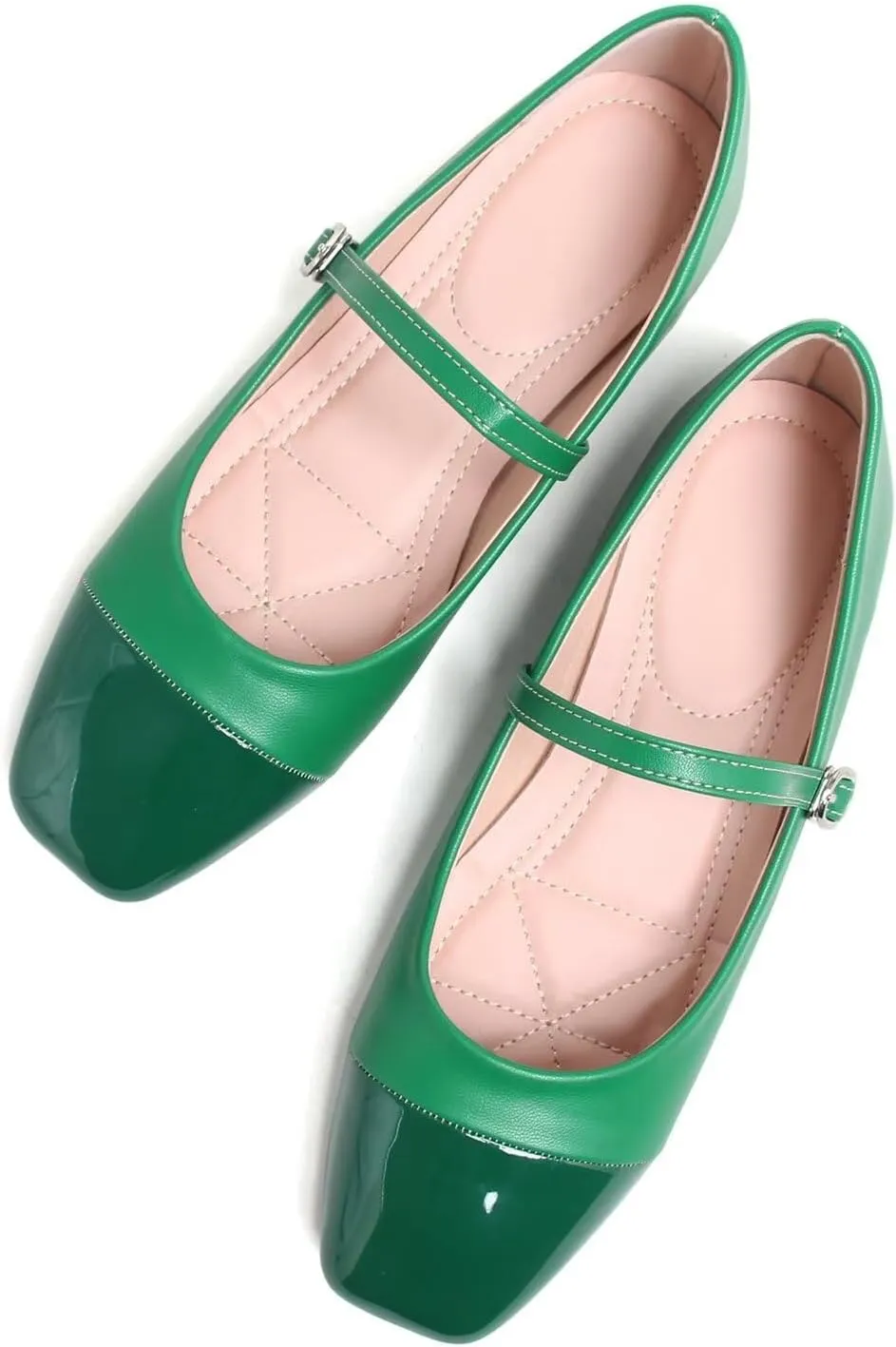 Hee grand Leather Mary Jane Shoes for Women Dressy Square Toe Ballet Flats with Strap Comfortable Walking Shoes Soft Leather Dress Shoes