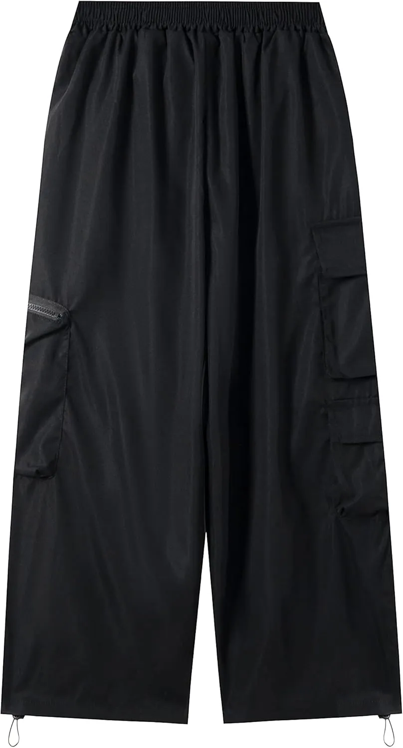 Hewlshawn Women's Cargo Pants Gothic Baggy Wide Leg Trousers Harajuku Y2k High Waisted Pants Streetwear