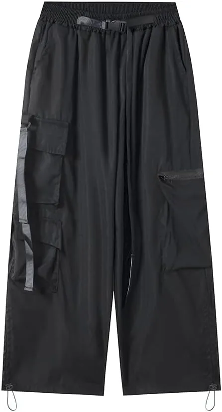 Hewlshawn Women's Cargo Pants Gothic Baggy Wide Leg Trousers Harajuku Y2k High Waisted Pants Streetwear