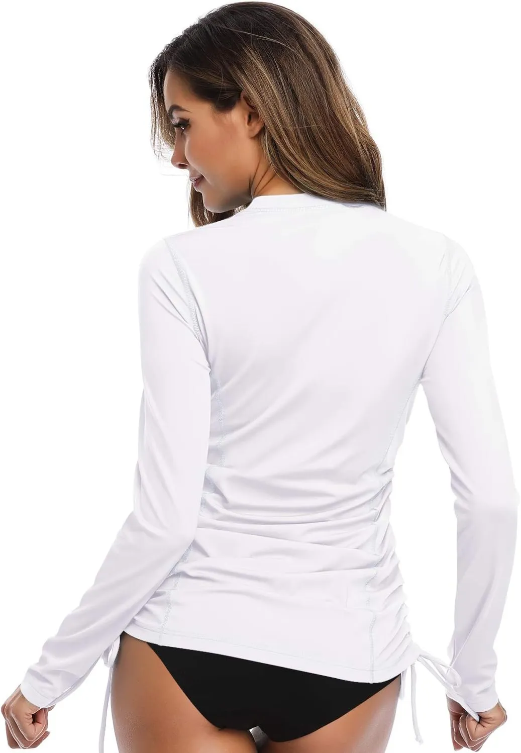 HISKYWIN Women's Long Sleeve UV Sun Protection Rash Guard Side Adjustable Wetsuit Swimsuit Top