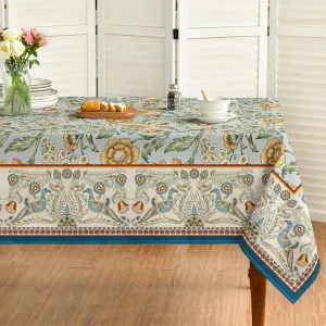 Horaldaily Rustic Rectangular Tablecloth 60x84 Inch, Bird Floral Vintage Washable Seasonal Table Cover for Party Picnic Dinner Decor