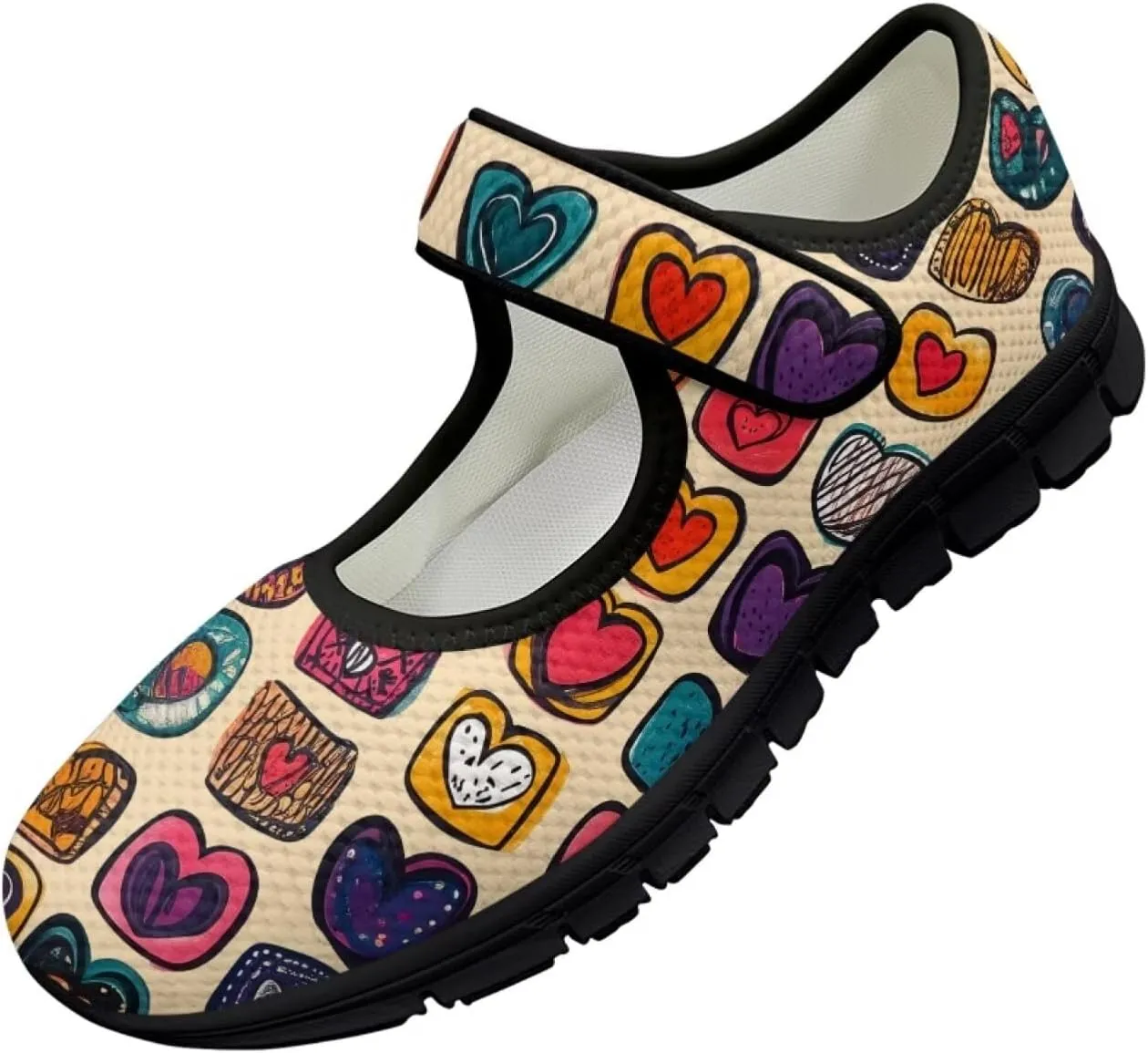 Howilath Heart Love Women's Ballet Flats Round Toe Mary Janes Casual Flats Shoes Ballerina Shoes for Party Wedding Work