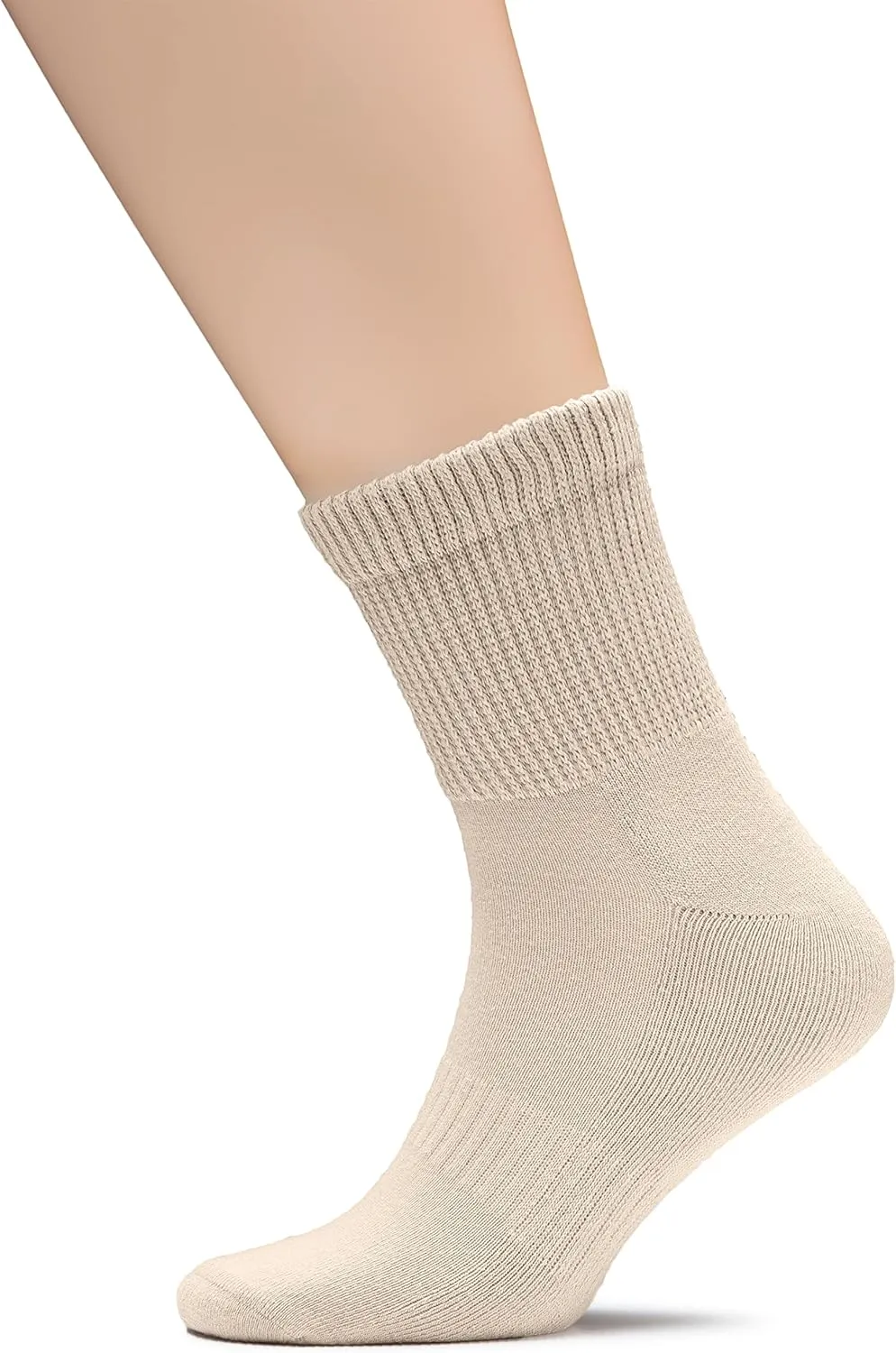 Hugh Ugoli 3 Pairs, Men's Cotton Diabetic Ankle Socks, Wide, Loose, Stretchy, Seamless Toe, Non Binding Top, Semi Cushion
