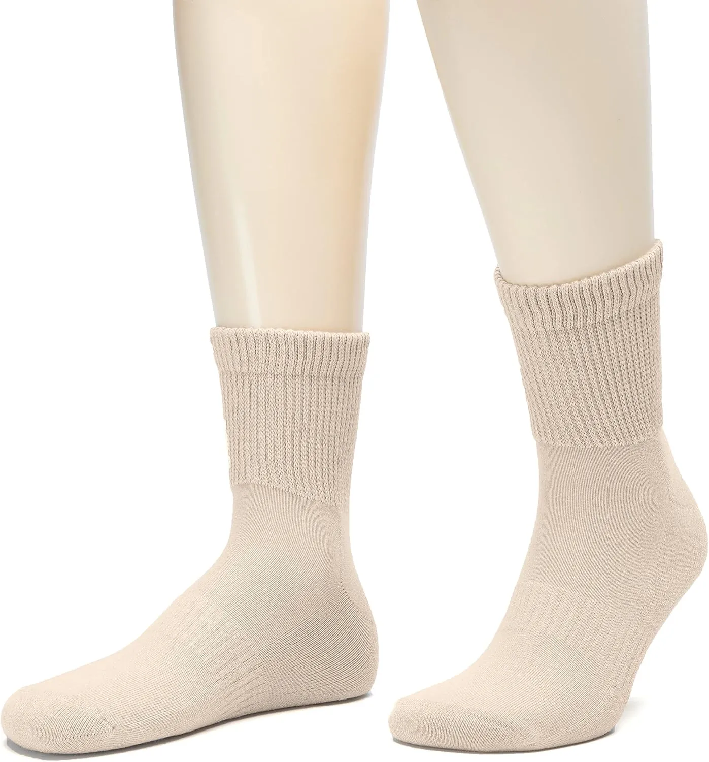 Hugh Ugoli 3 Pairs, Men's Cotton Diabetic Ankle Socks, Wide, Loose, Stretchy, Seamless Toe, Non Binding Top, Semi Cushion
