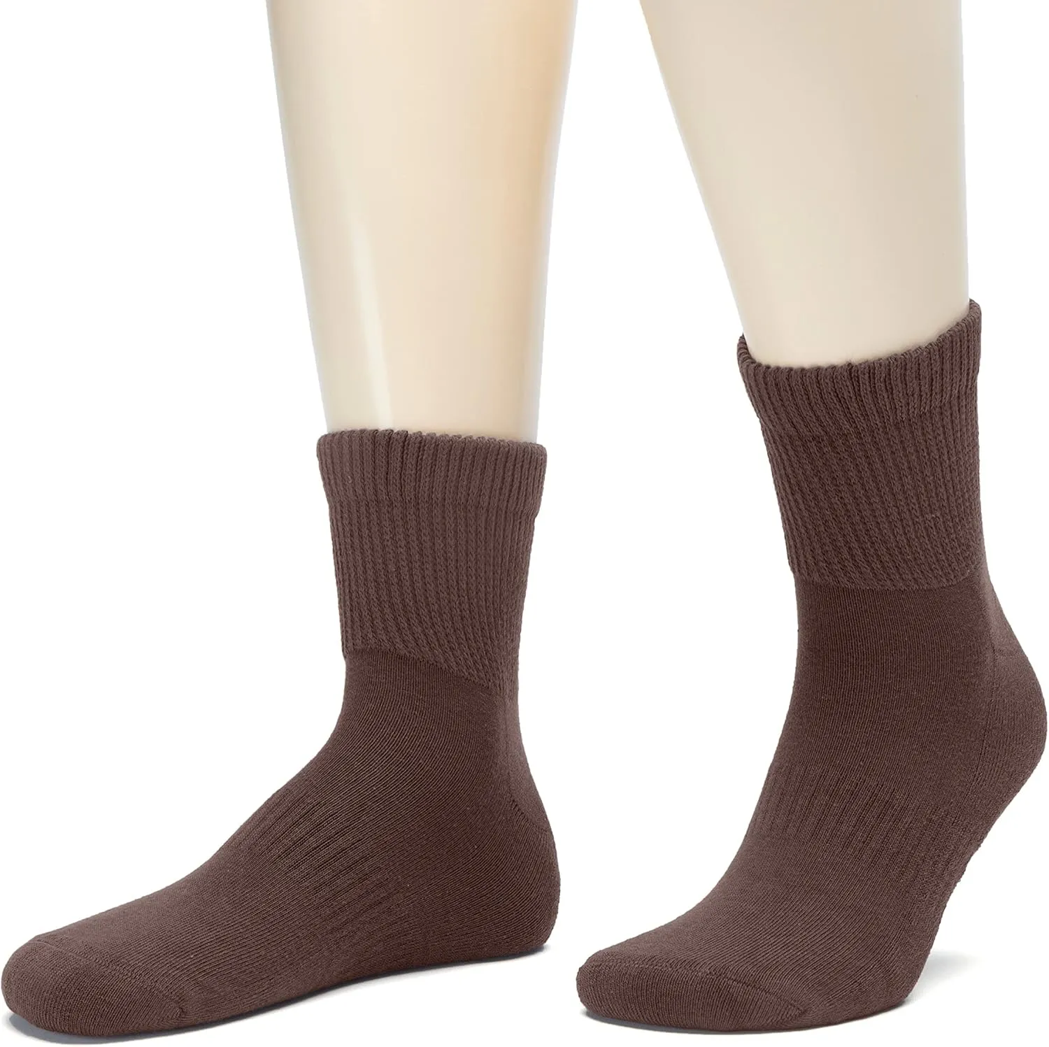 Hugh Ugoli 3 Pairs, Men's Cotton Diabetic Ankle Socks, Wide, Loose, Stretchy, Seamless Toe, Non Binding Top, Semi Cushion