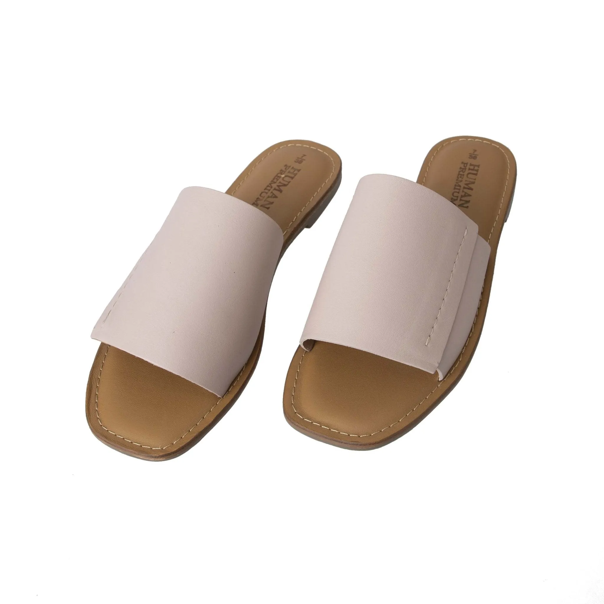 Human Shoes Oats Leather Slide in Blush