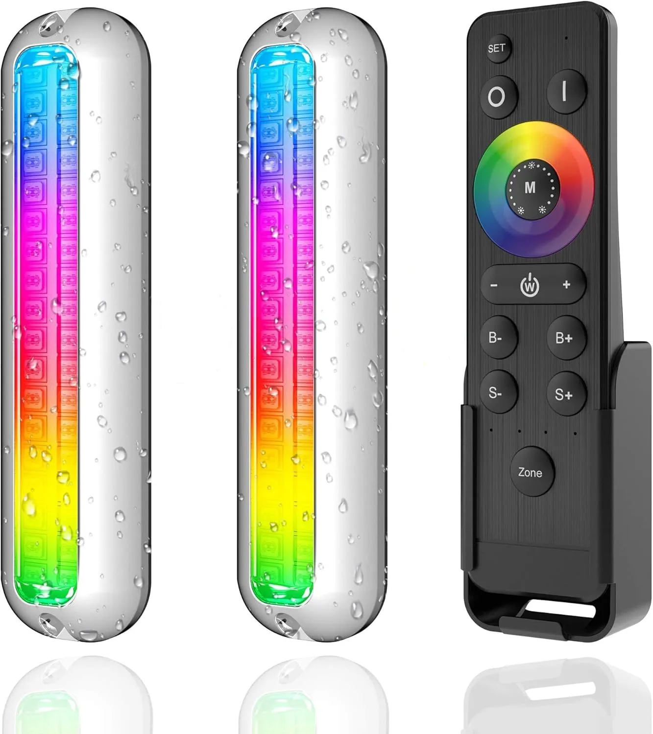 HUSUKU GT1 Underwater Boat LED Lights Marine Color Light Kit, 2000LM RGB IP68 36LED 12V~24V, 316 316 Stainless, Wireless Grouping and Control Auto Sync, Multi Color Lights for Yacht Boat Deck Pontoon