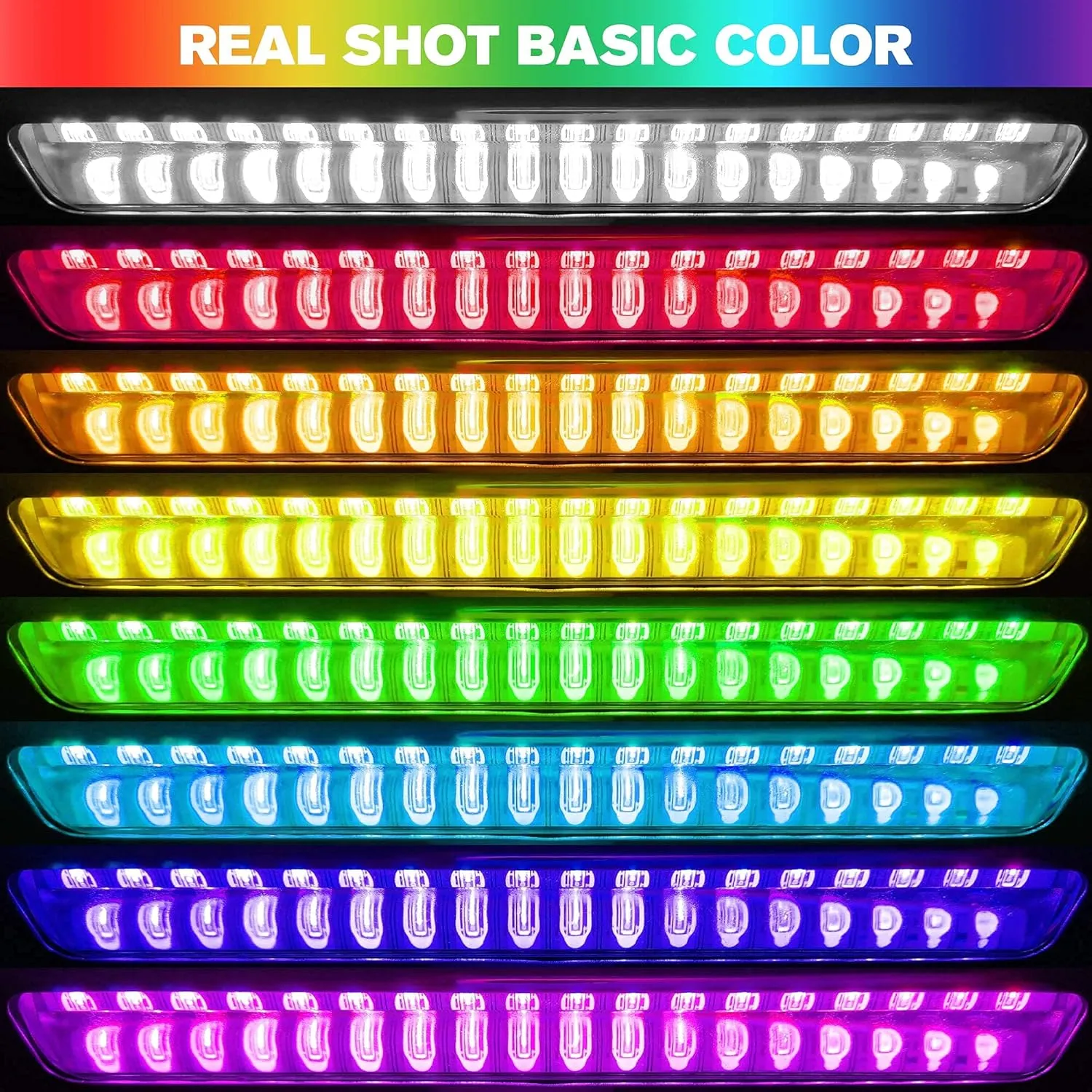 HUSUKU GT1 Underwater Boat LED Lights Marine Color Light Kit, 2000LM RGB IP68 36LED 12V~24V, 316 316 Stainless, Wireless Grouping and Control Auto Sync, Multi Color Lights for Yacht Boat Deck Pontoon