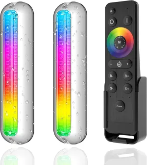 HUSUKU GT1 Underwater Boat LED Lights Marine Color Light Kit, 2000LM RGB IP68 36LED 12V~24V, 316 316 Stainless, Wireless Grouping and Control Auto Sync, Multi Color Lights for Yacht Boat Deck Pontoon